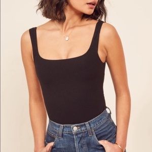 reformation black tank top gemma bodysuit